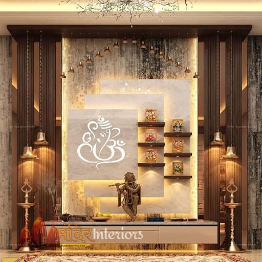 Designer Wooden Corian Customise Mandir Temple Pooja Ghar For Home